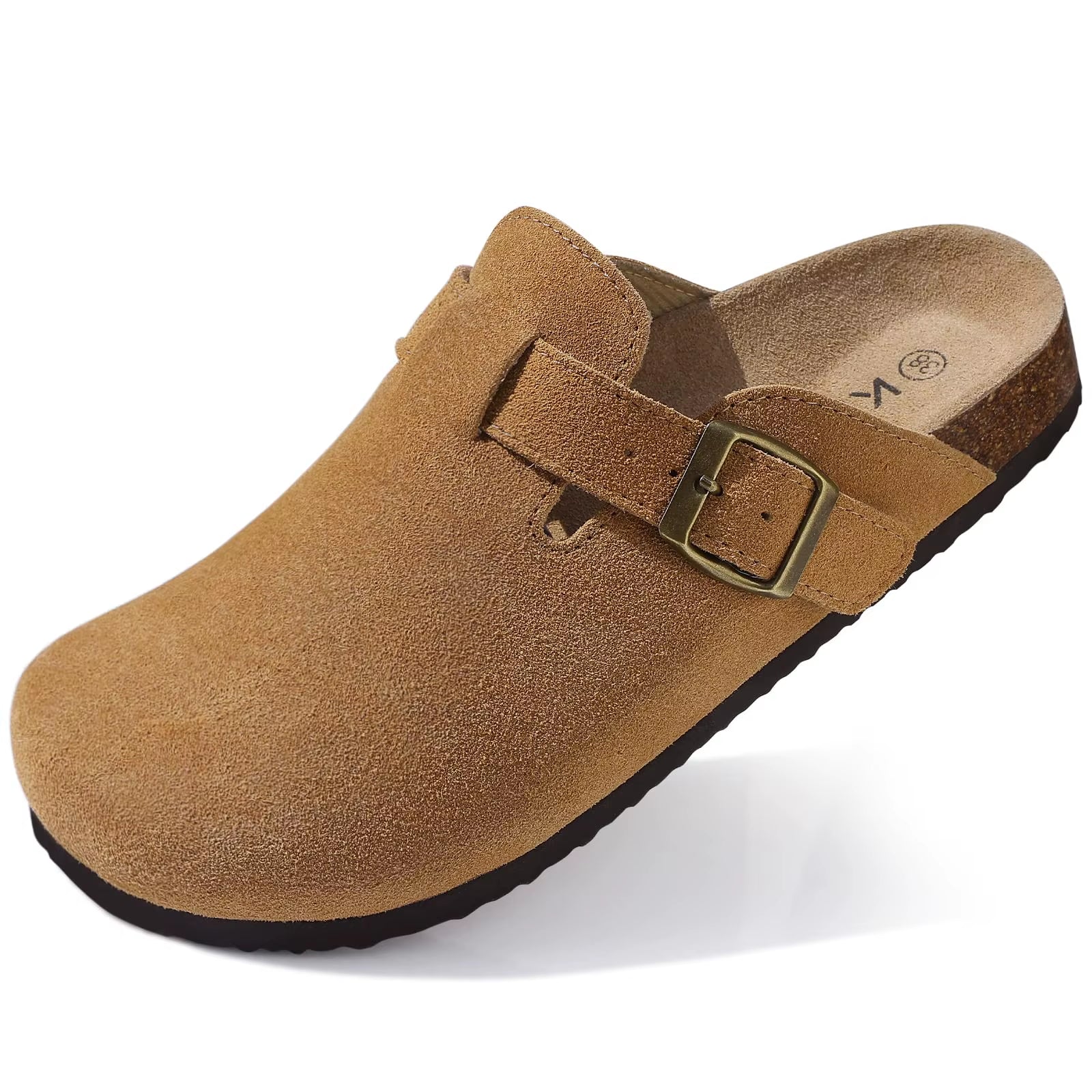 New Genuine Suede Clogs for Women Men Clogs Soft Cork Footbed Mules Comfort Potato Shoes with Arch Support Beach Sandals