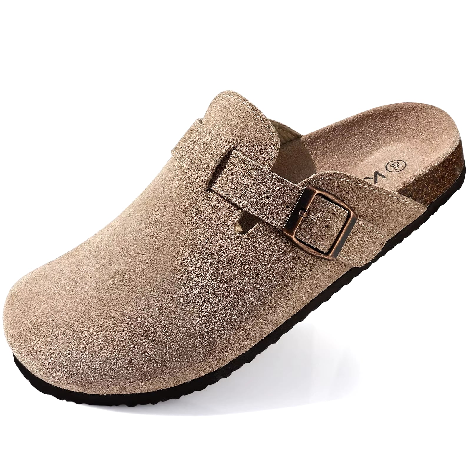 New Genuine Suede Clogs for Women Men Clogs Soft Cork Footbed Mules Comfort Potato Shoes with Arch Support Beach Sandals